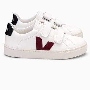 Veja Kids White Sneakers with Red Accents
